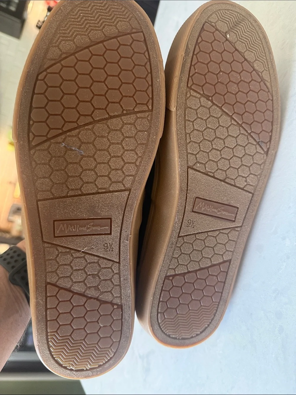 Maui and Sons Navy Canvas Sneakers with Brown Sole and White Laces
